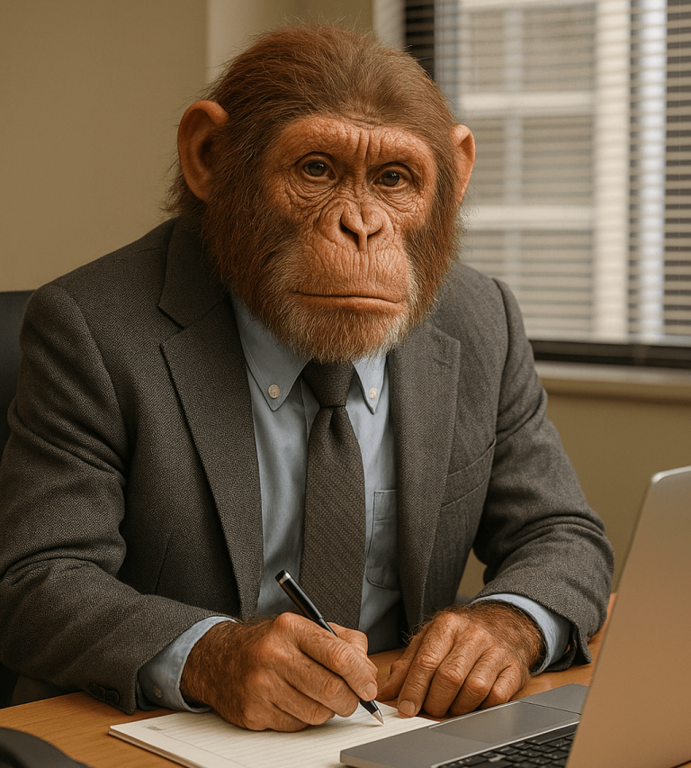 Modern human and chimpanzee shown as relatives that share a common ancestor