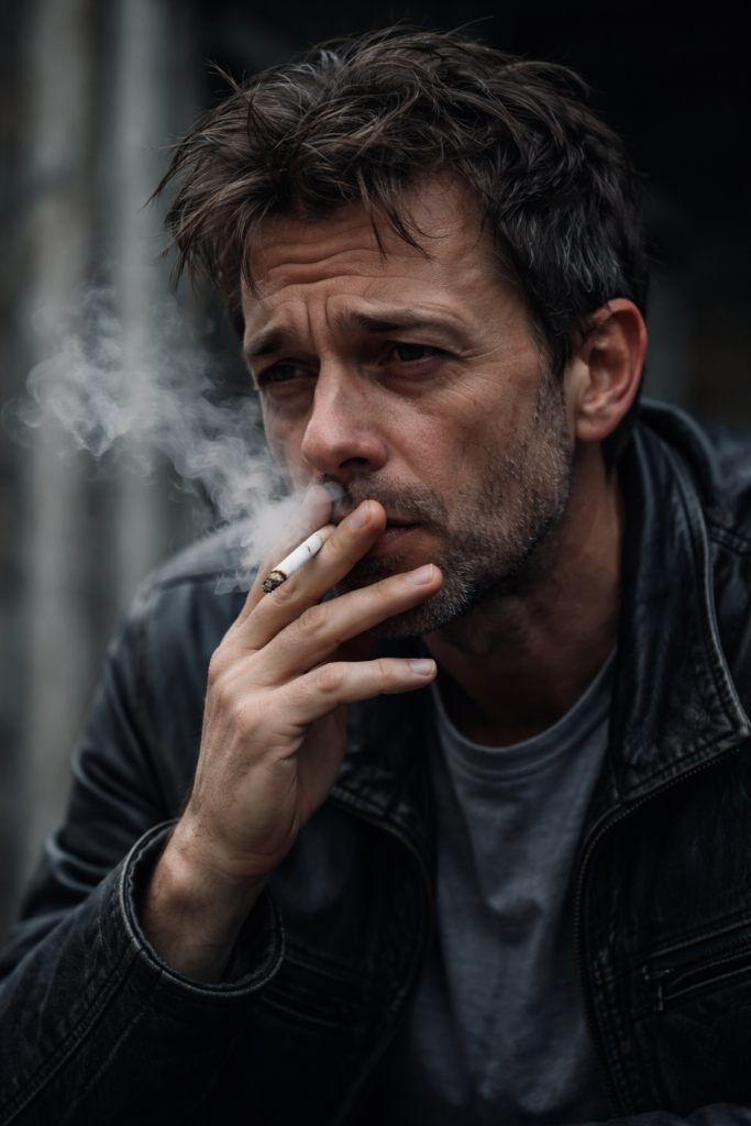 Chart showing lung cancer rates rising after smoking rates over several decades