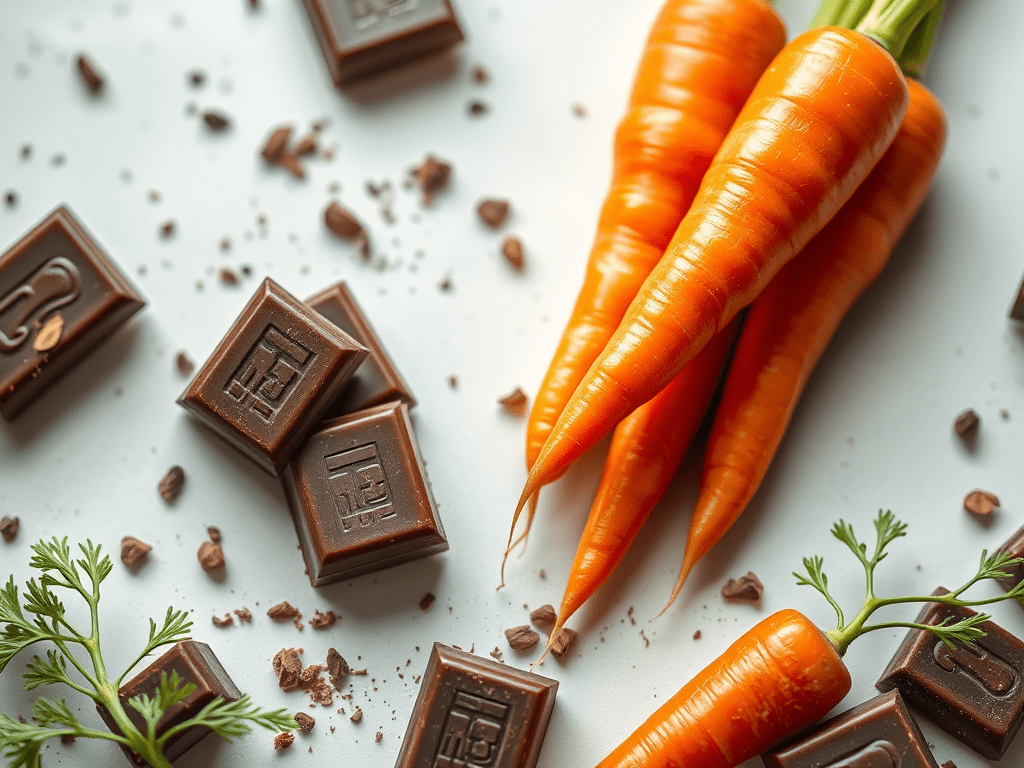 Carrots and dark chocolate, foods that can contain trace lead absorbed from soil