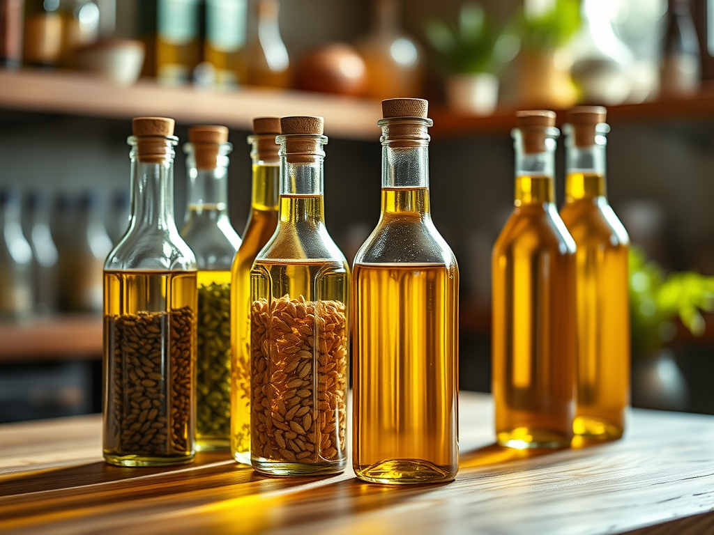 Different seed oils, including canola, sunflower, soybean and grapeseed oil